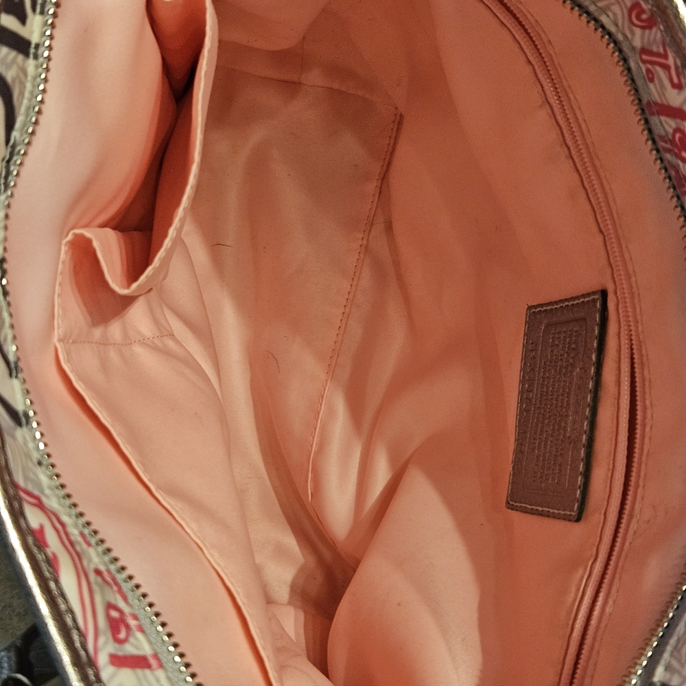 🦋🩷🌻Coach Y2K Poppy GRAFFITI Pink Orange Yellow Gray Tote Bag EPC🌻🩷🦋 - Picture 8 of 12